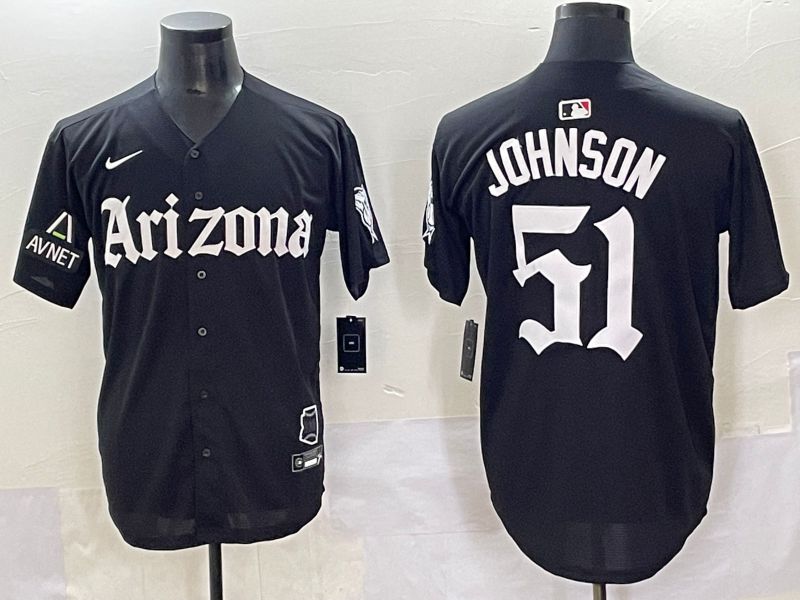 Men 2025 Arizona Diamondback 51 Johnson Black Five generations Joint Name Nike MLB Jersey style 3